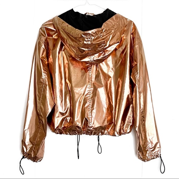 ASOS 90s Style Cropped Festival Metallic Anorak Jacket - Picture 2 of 8